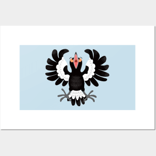 Funny Australian magpie cartoon illustration Posters and Art